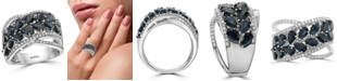 EFFY Collection EFFY&reg; Sapphire (4 ct. t.w.) & Diamond (1/3 ct. t.w.) Statement Ring in 14k White Gold